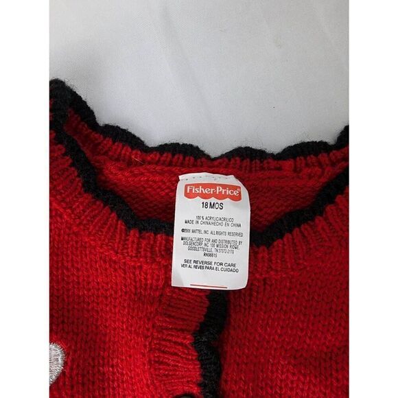 Fisher Price Red Scottie Dog Baby Girl Cardigan Button Up Sweater 18 Months - Picture 4 of 7